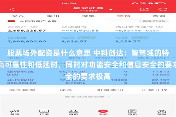 股票场外配资是什么意思 中科创达：智驾域的特点是高可靠性和低延时，同时对功能安全和信息安全的要求极高