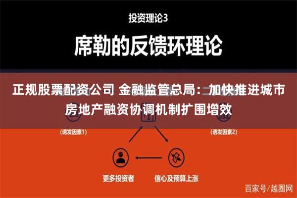 正规股票配资公司 金融监管总局：加快推进城市房地产融资协调机制扩围增效